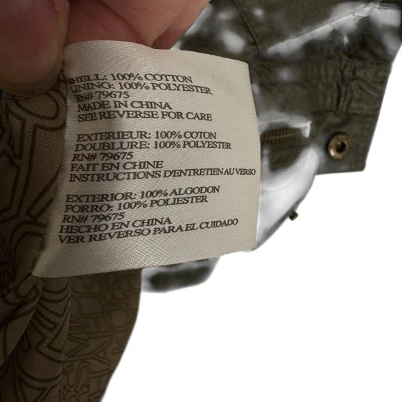 Michael Kors Olive Green Waxed Utility Jacket Women XL Pockets Zip Snap Military - Picture 9 of 9